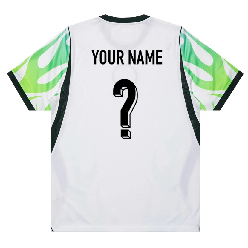Danxen Hombre Camiseta Nigeria Su Nombre #0 Blanco Verde 2ª Equipación 26-28 La Camisa México