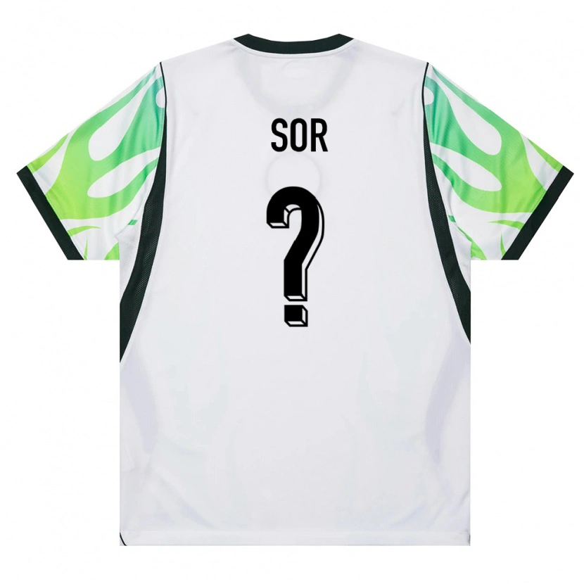 Danxen Hombre Camiseta Nigeria Yira Sor #0 Blanco Verde 2ª Equipación 26-28 La Camisa México