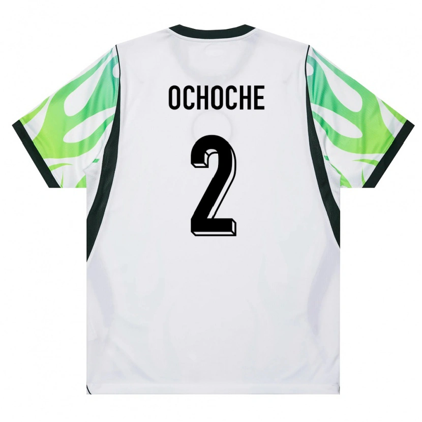 Danxen Hombre Camiseta Nigeria Amos Ochoche #2 Blanco Verde 2ª Equipación 26-28 La Camisa México
