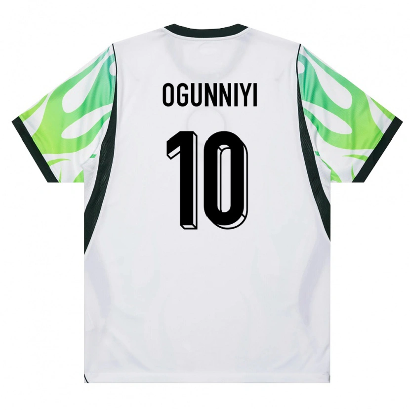 Danxen Hombre Camiseta Nigeria Abiodun Ogunniyi #10 Blanco Verde 2ª Equipación 26-28 La Camisa México