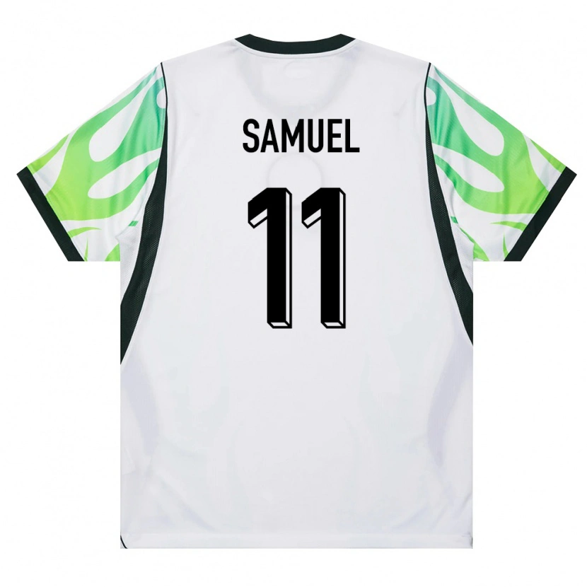 Danxen Hombre Camiseta Nigeria Destiny Samuel #11 Blanco Verde 2ª Equipación 26-28 La Camisa México