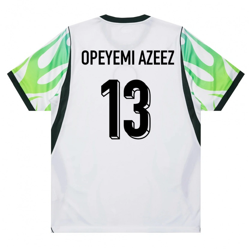 Danxen Hombre Camiseta Nigeria Jubril Opeyemi Azeez #13 Blanco Verde 2ª Equipación 26-28 La Camisa México