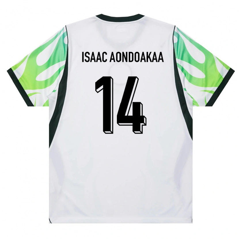 Danxen Hombre Camiseta Nigeria Anongu Isaac Aondoakaa #14 Blanco Verde 2ª Equipación 26-28 La Camisa México