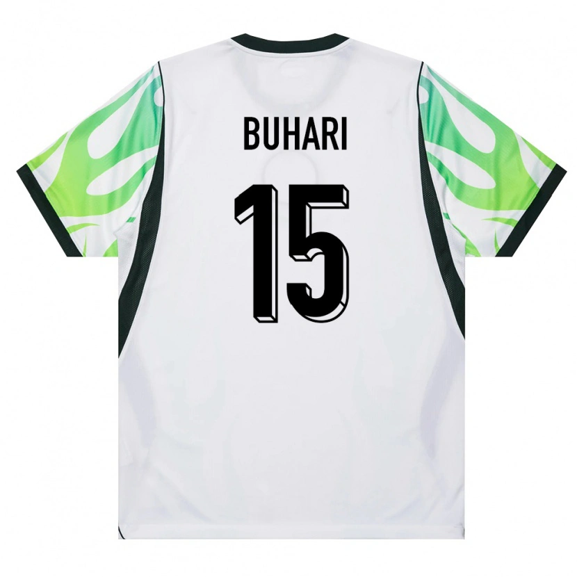 Danxen Hombre Camiseta Nigeria Ibrahim Buhari #15 Blanco Verde 2ª Equipación 26-28 La Camisa México