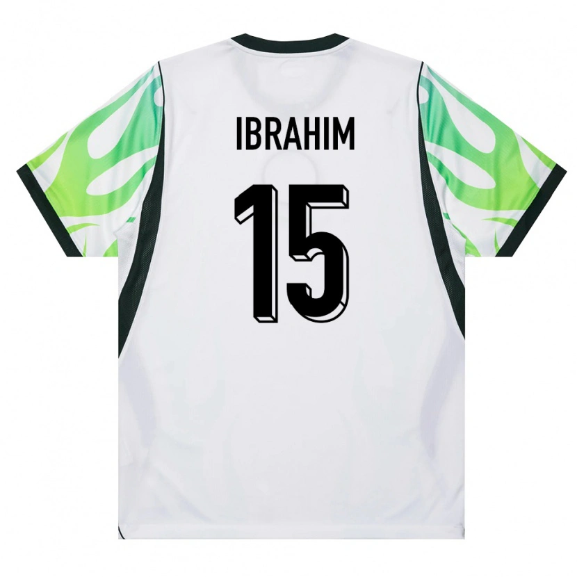 Danxen Hombre Camiseta Nigeria Auwal Ibrahim #15 Blanco Verde 2ª Equipación 26-28 La Camisa México