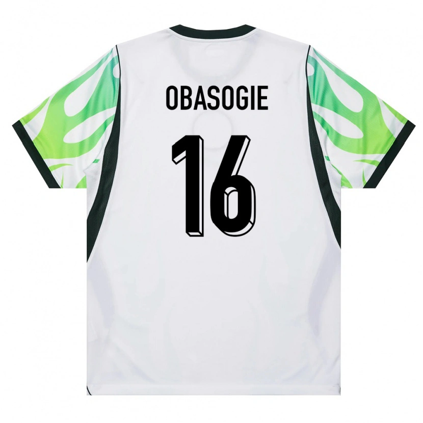 Danxen Hombre Camiseta Nigeria Amas Obasogie #16 Blanco Verde 2ª Equipación 26-28 La Camisa México