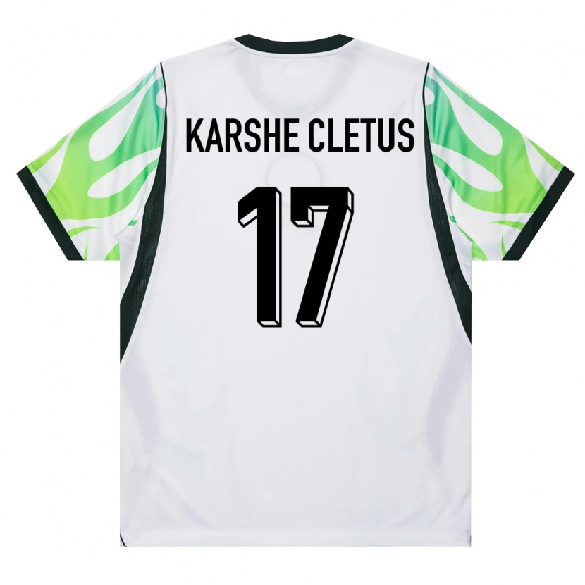 Danxen Hombre Camiseta Nigeria Simon Karshe Cletus #17 Blanco Verde 2ª Equipación 26-28 La Camisa México