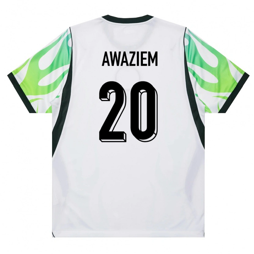 Danxen Hombre Camiseta Nigeria Chidozie Awaziem #20 Blanco Verde 2ª Equipación 26-28 La Camisa México