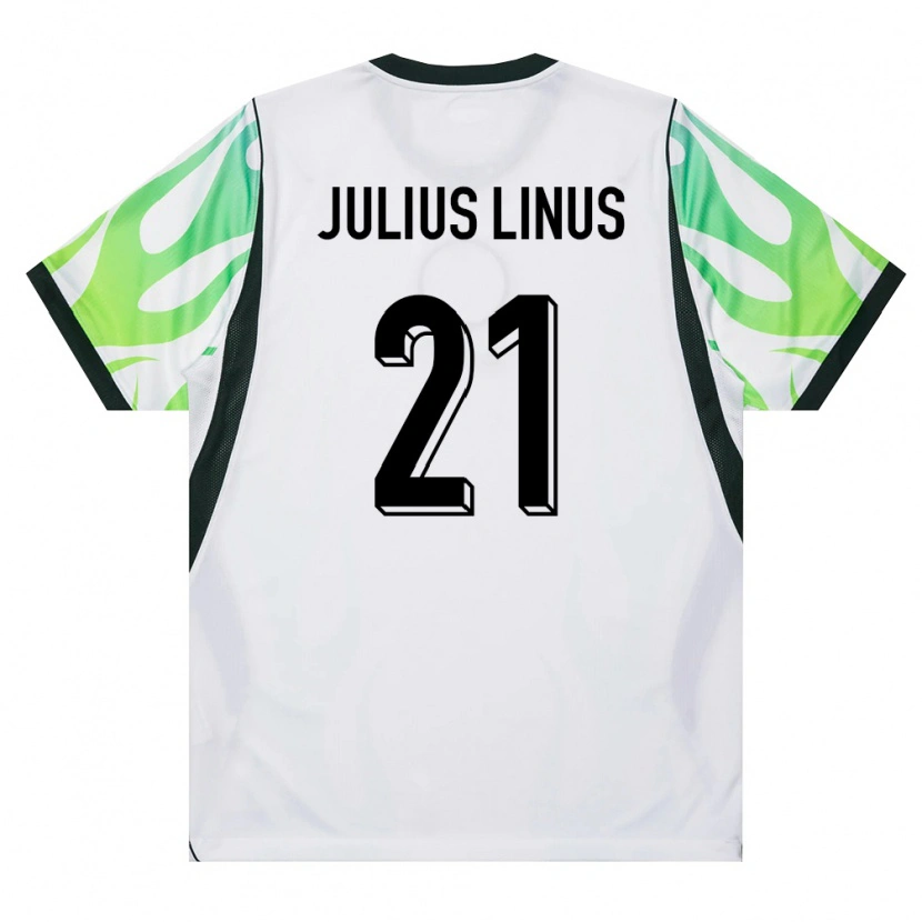 Danxen Hombre Camiseta Nigeria Chijoke Julius Linus #21 Blanco Verde 2ª Equipación 26-28 La Camisa México