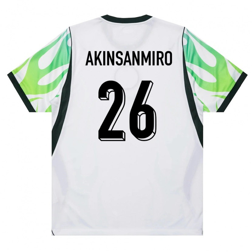 Danxen Hombre Camiseta Nigeria Ebenezer Akinsanmiro #26 Blanco Verde 2ª Equipación 26-28 La Camisa México