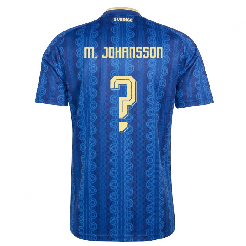 Danxen Hombre Camiseta Suecia Mijo Johansson #0 Azul Amarillo Marino 2ª Equipación 26-28 La Camisa México