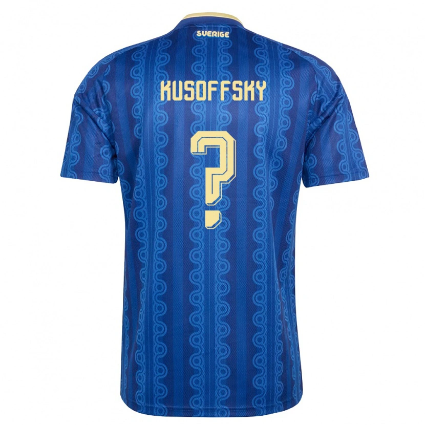 Danxen Hombre Camiseta Suecia Oliver Kusoffsky #0 Azul Amarillo Marino 2ª Equipación 26-28 La Camisa México