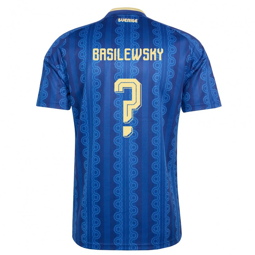 Danxen Hombre Camiseta Suecia Salomon Basilewsky #0 Azul Amarillo Marino 2ª Equipación 26-28 La Camisa México