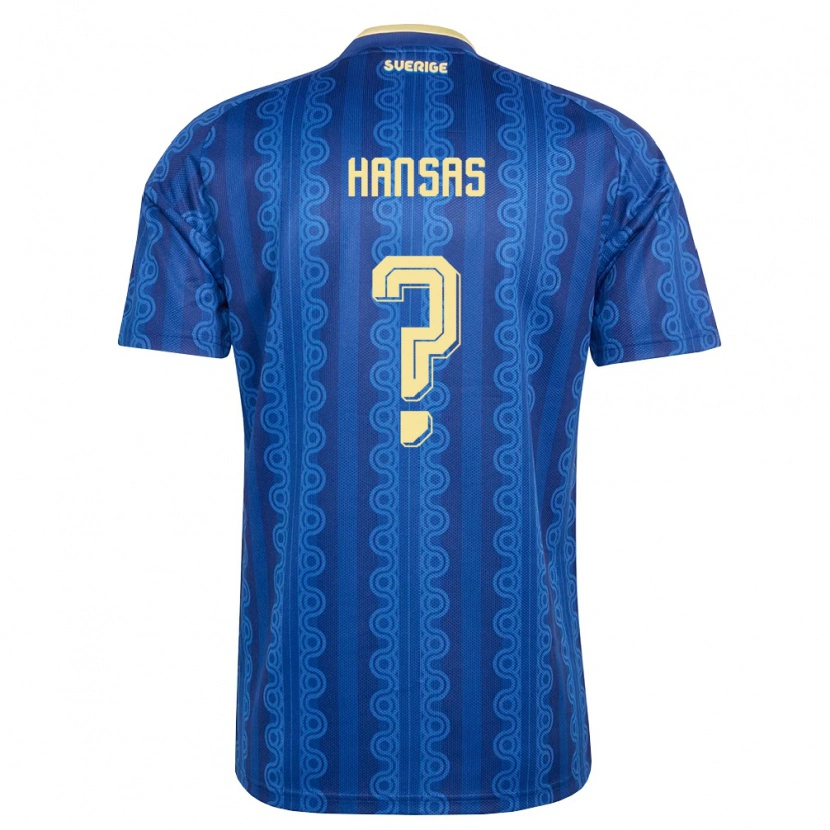Danxen Hombre Camiseta Suecia Levi Hansas #0 Azul Amarillo Marino 2ª Equipación 26-28 La Camisa México