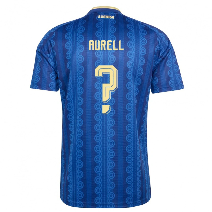 Danxen Hombre Camiseta Suecia Carl Aurell #0 Azul Amarillo Marino 2ª Equipación 26-28 La Camisa México