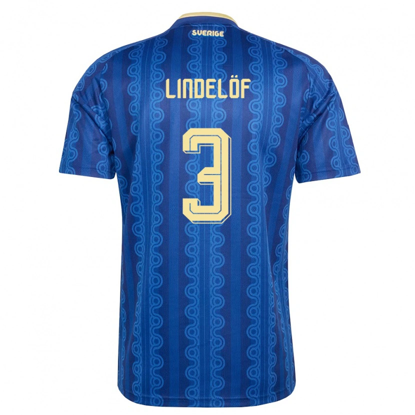 Danxen Hombre Camiseta Suecia Victor Lindelöf #3 Azul Amarillo Marino 2ª Equipación 26-28 La Camisa México