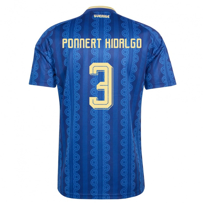 Danxen Hombre Camiseta Suecia Vicente Ponnert Hidalgo #3 Azul Amarillo Marino 2ª Equipación 26-28 La Camisa México