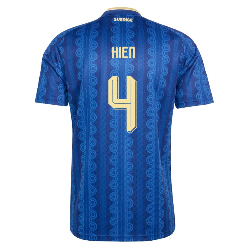 Danxen Hombre Camiseta Suecia Isak Hien #4 Azul Amarillo Marino 2ª Equipación 26-28 La Camisa México
