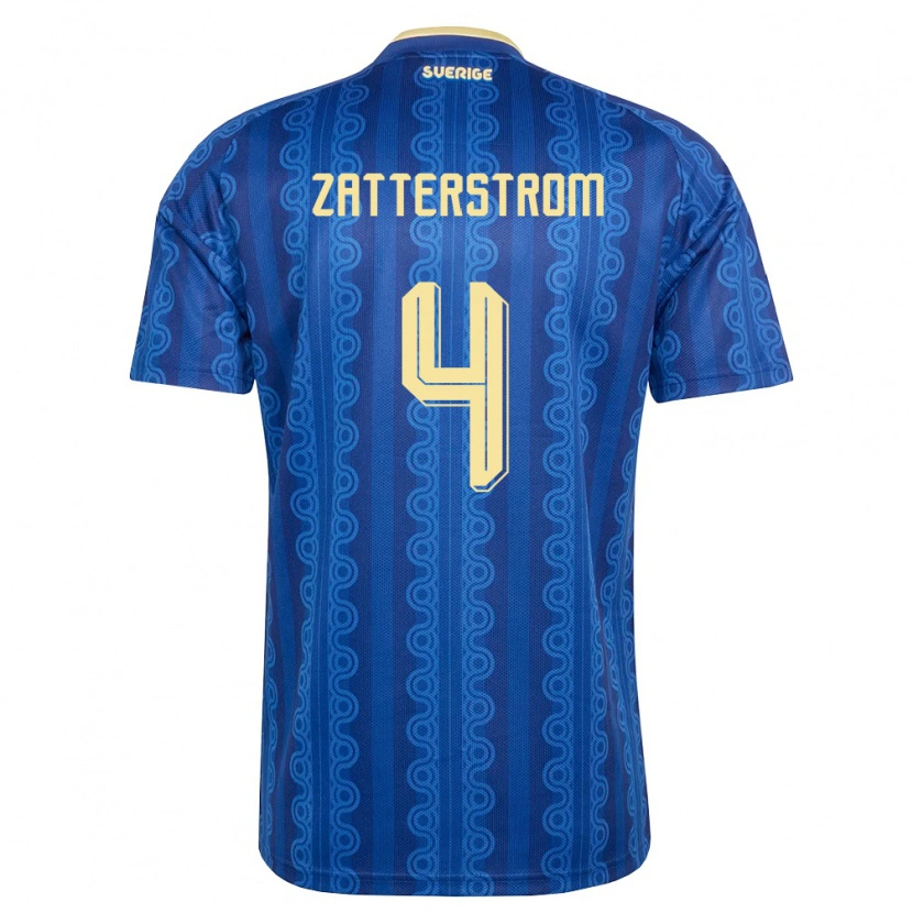 Danxen Hombre Camiseta Suecia Nils Zätterström #4 Azul Amarillo Marino 2ª Equipación 26-28 La Camisa México