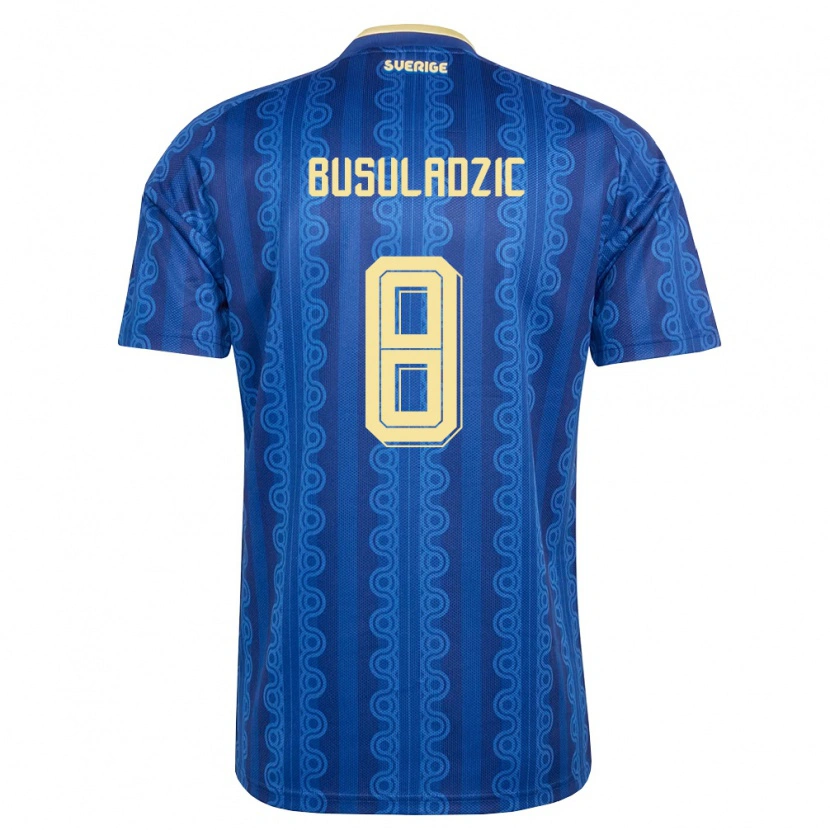 Danxen Hombre Camiseta Suecia Kenan Busuladzic #8 Azul Amarillo Marino 2ª Equipación 26-28 La Camisa México