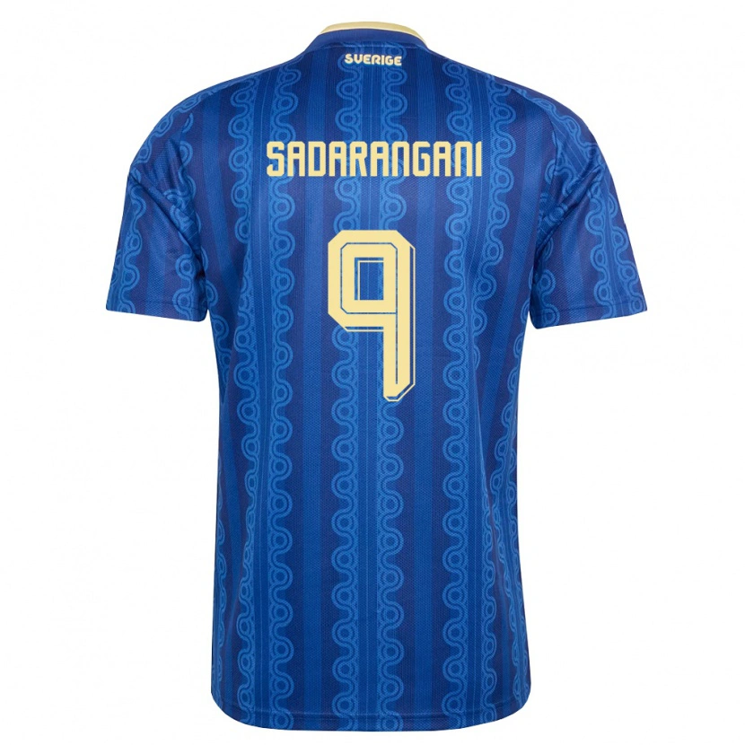 Danxen Hombre Camiseta Suecia Emil Sadarangani #9 Azul Amarillo Marino 2ª Equipación 26-28 La Camisa México