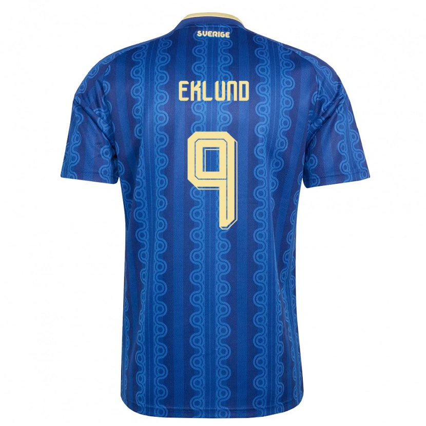 Danxen Hombre Camiseta Suecia Leonel Eklund #9 Azul Amarillo Marino 2ª Equipación 26-28 La Camisa México