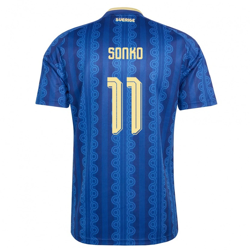 Danxen Hombre Camiseta Suecia Momodou Sonko #11 Azul Amarillo Marino 2ª Equipación 26-28 La Camisa México