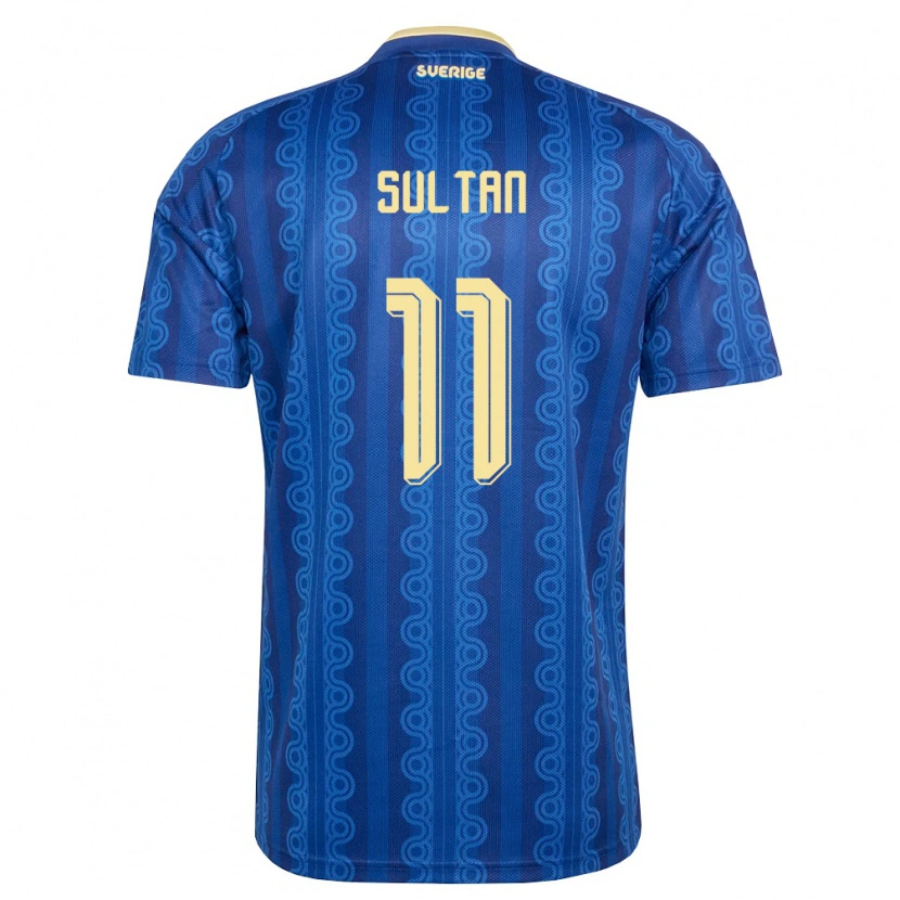 Danxen Hombre Camiseta Suecia Haydar Sultan #11 Azul Amarillo Marino 2ª Equipación 26-28 La Camisa México