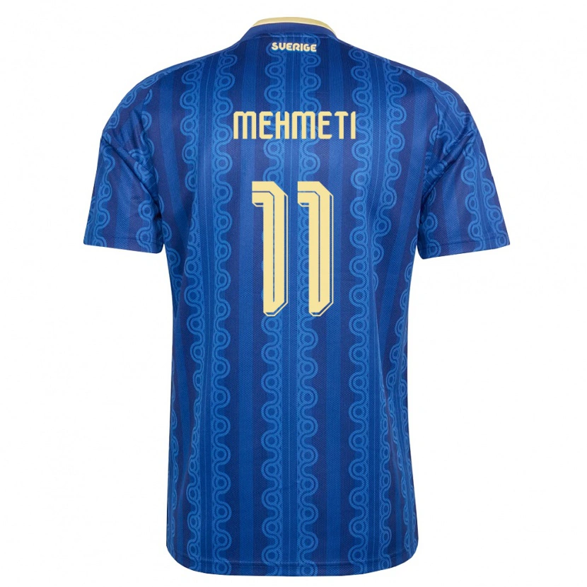 Danxen Hombre Camiseta Suecia Dion Mehmeti #11 Azul Amarillo Marino 2ª Equipación 26-28 La Camisa México