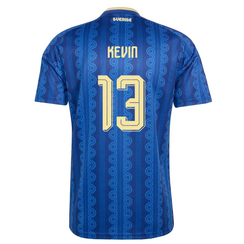 Danxen Hombre Camiseta Suecia Kevin Andersson-Lönnergård #13 Azul Amarillo Marino 2ª Equipación 26-28 La Camisa México