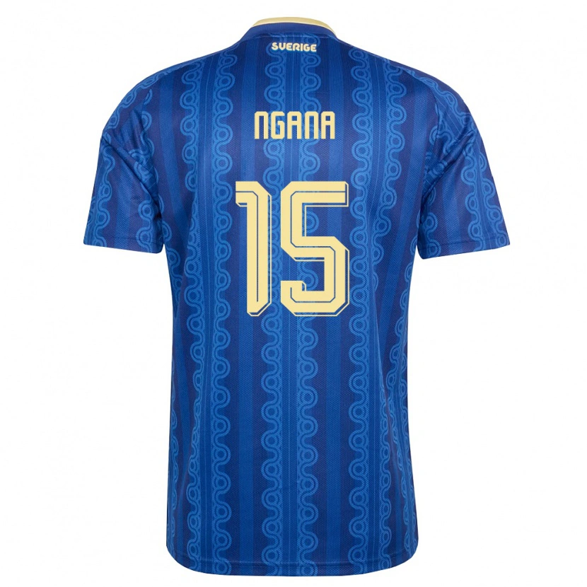 Danxen Hombre Camiseta Suecia Warren Ngana #15 Azul Amarillo Marino 2ª Equipación 26-28 La Camisa México
