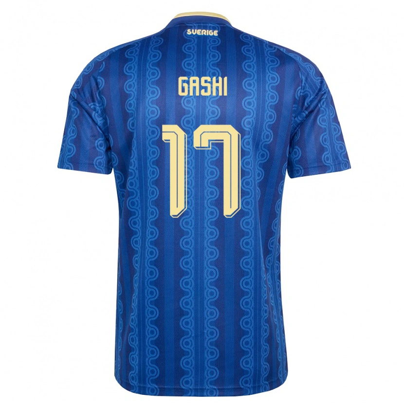Danxen Hombre Camiseta Suecia Dion Gashi #17 Azul Amarillo Marino 2ª Equipación 26-28 La Camisa México