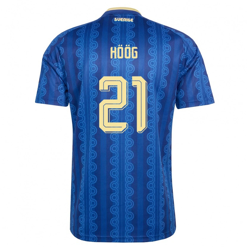 Danxen Hombre Camiseta Suecia Anton Höög #21 Azul Amarillo Marino 2ª Equipación 26-28 La Camisa México