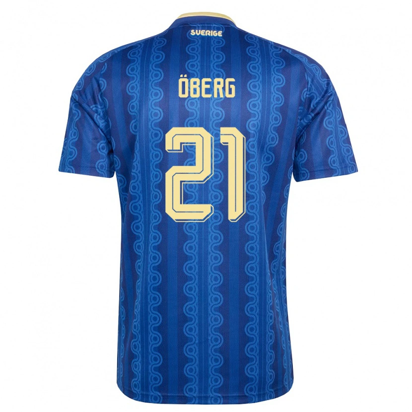 Danxen Hombre Camiseta Suecia Milian Öberg #21 Azul Amarillo Marino 2ª Equipación 26-28 La Camisa México