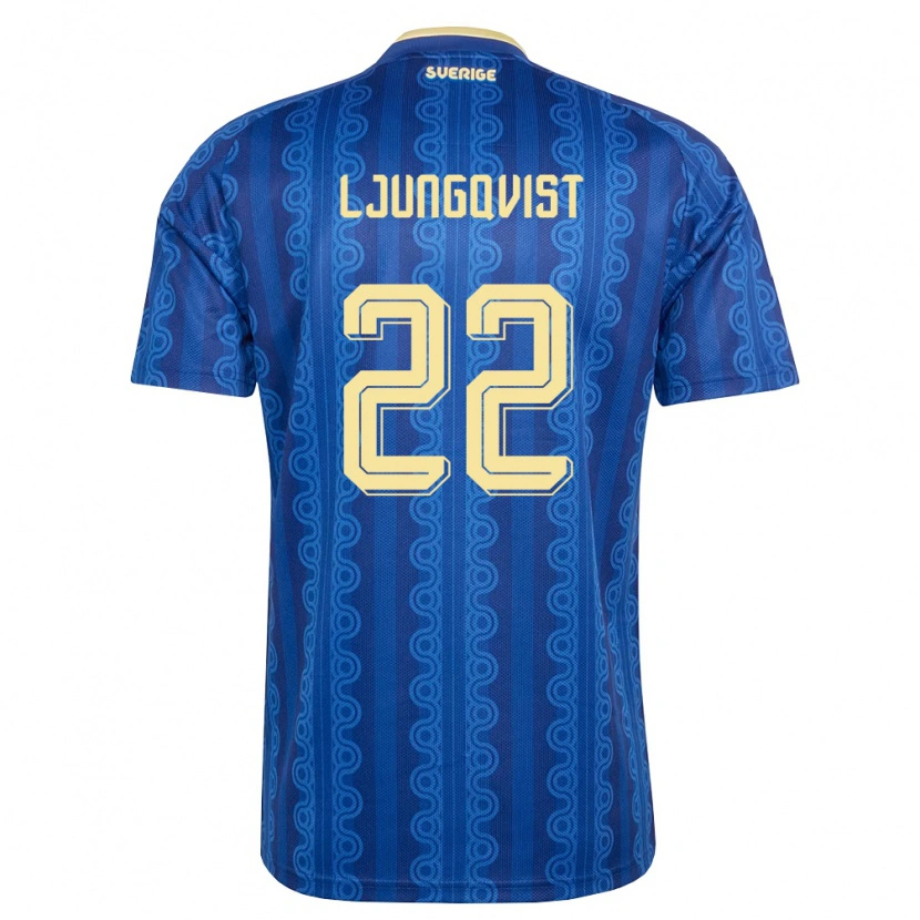 Danxen Hombre Camiseta Suecia Melvin Ljungqvist #22 Azul Amarillo Marino 2ª Equipación 26-28 La Camisa México