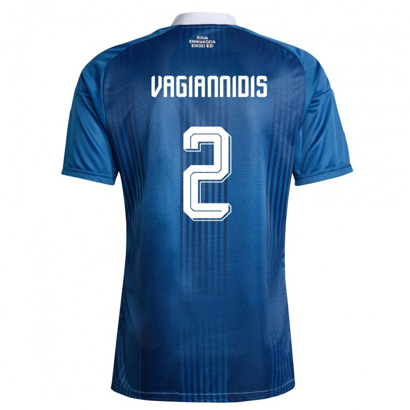 Danxen Hombre Camiseta Grecia Georgios Vagiannidis #2 Marino Azul Blanco 2ª Equipación 26-28 La Camisa México