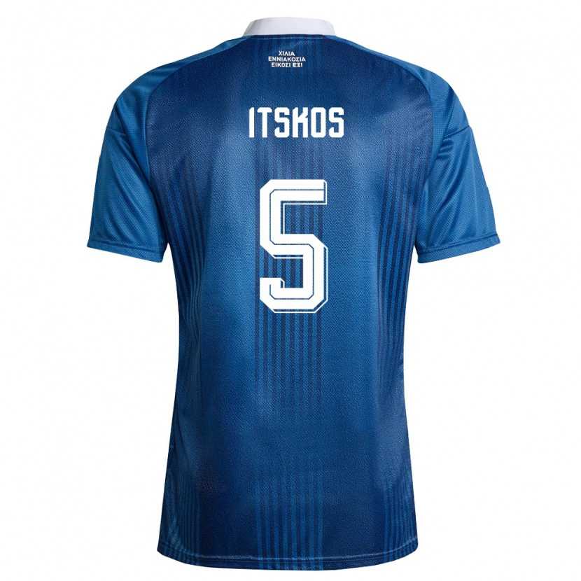 Danxen Hombre Camiseta Grecia Georgios Itskos #5 Marino Azul Blanco 2ª Equipación 26-28 La Camisa México
