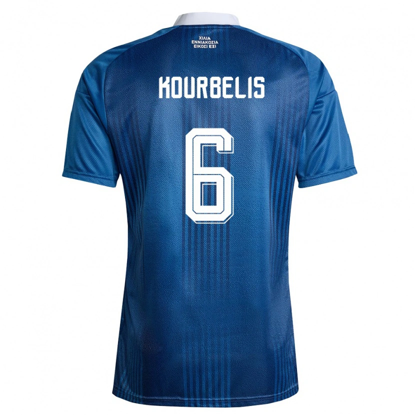 Danxen Hombre Camiseta Grecia Dimitrios Kourbelis #6 Marino Azul Blanco 2ª Equipación 26-28 La Camisa México