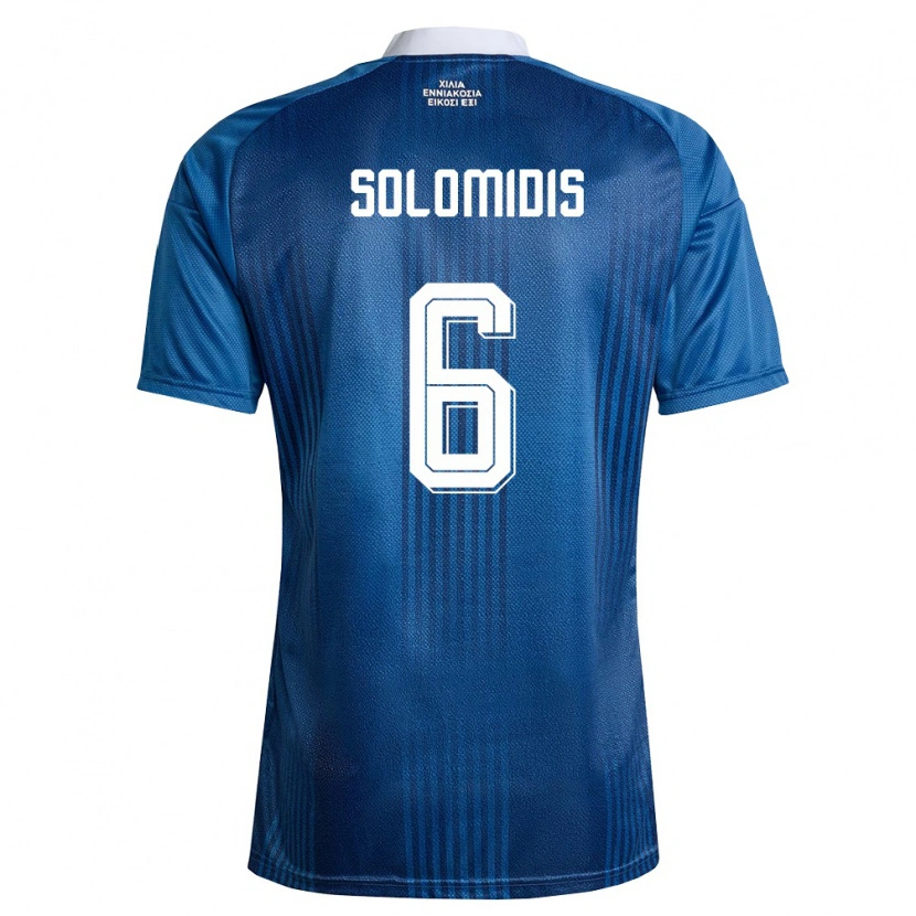 Danxen Hombre Camiseta Grecia Fotios Solomidis #6 Marino Azul Blanco 2ª Equipación 26-28 La Camisa México