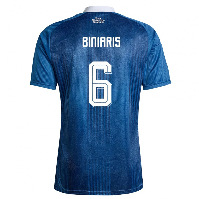 Danxen Hombre Camiseta Grecia Panagiotis Biniaris #6 Marino Azul Blanco 2ª Equipación 26-28 La Camisa México