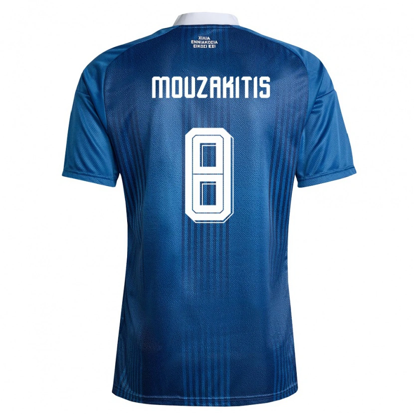 Danxen Hombre Camiseta Grecia Christos Mouzakitis #8 Marino Azul Blanco 2ª Equipación 26-28 La Camisa México