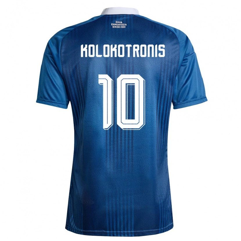 Danxen Hombre Camiseta Grecia Petros Kolokotronis #10 Marino Azul Blanco 2ª Equipación 26-28 La Camisa México