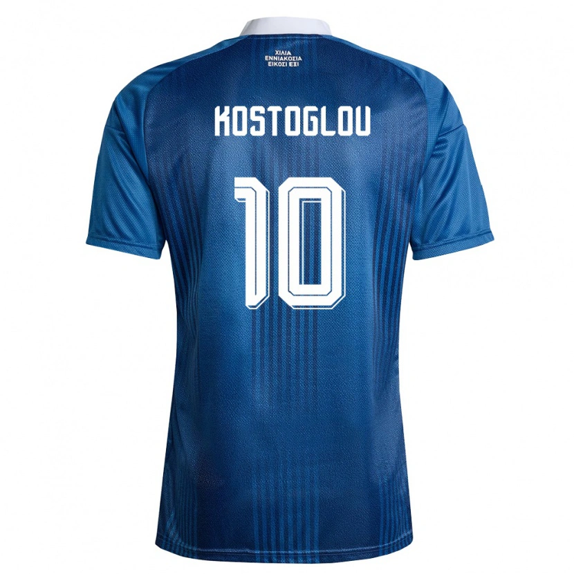 Danxen Hombre Camiseta Grecia Christos Kostoglou #10 Marino Azul Blanco 2ª Equipación 26-28 La Camisa México