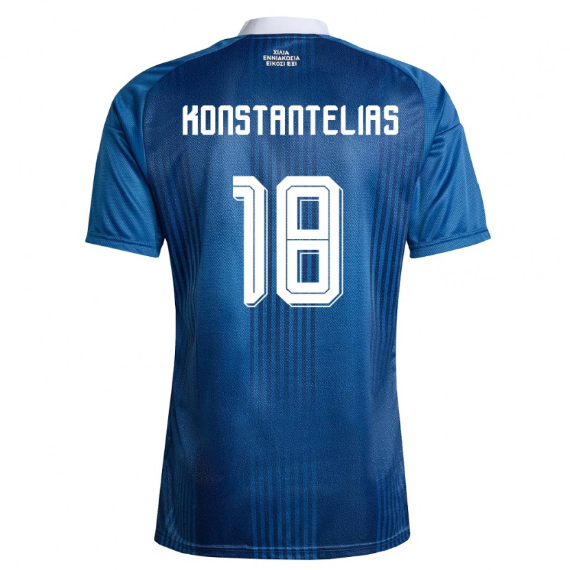 Danxen Hombre Camiseta Grecia Giannis Konstantelias #18 Marino Azul Blanco 2ª Equipación 26-28 La Camisa México