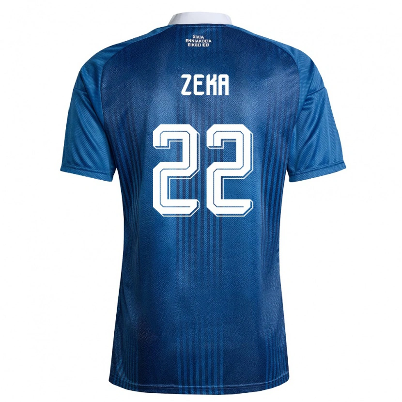 Danxen Hombre Camiseta Grecia Rushit Zeka #22 Marino Azul Blanco 2ª Equipación 26-28 La Camisa México