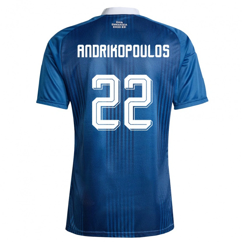 Danxen Hombre Camiseta Grecia Angelos Andrikopoulos #22 Marino Azul Blanco 2ª Equipación 26-28 La Camisa México