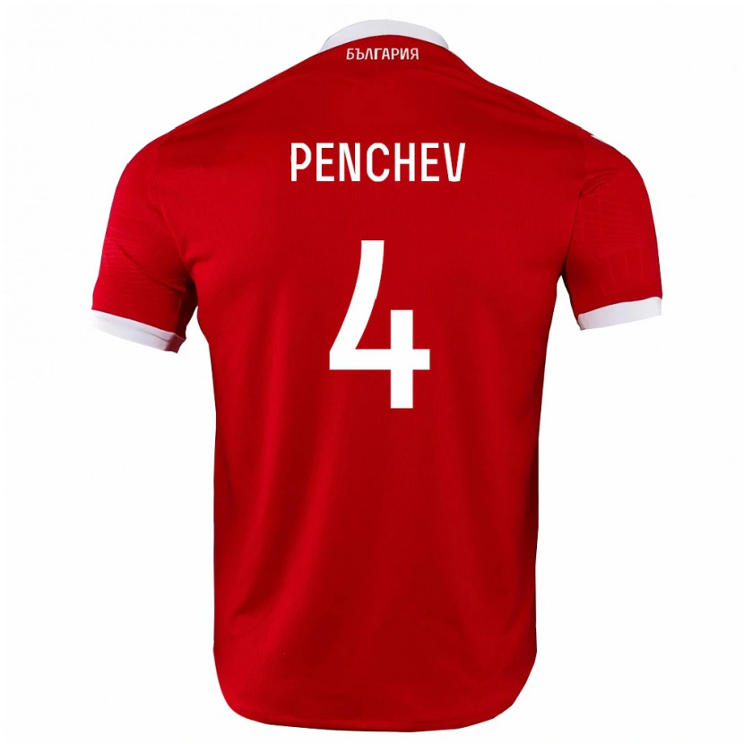 Danxen Hombre Camiseta Bulgaria Martin Penchev #4 Rojo Blanco 2ª Equipación 26-28 La Camisa México