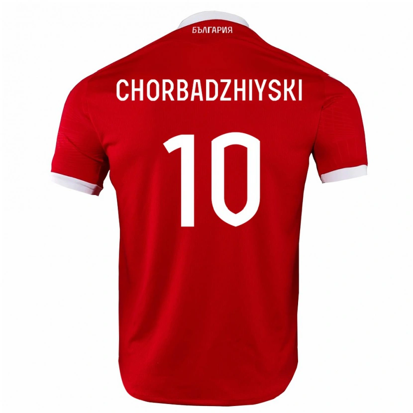 Danxen Hombre Camiseta Bulgaria Georgi Chorbadzhiyski #10 Rojo Blanco 2ª Equipación 26-28 La Camisa México