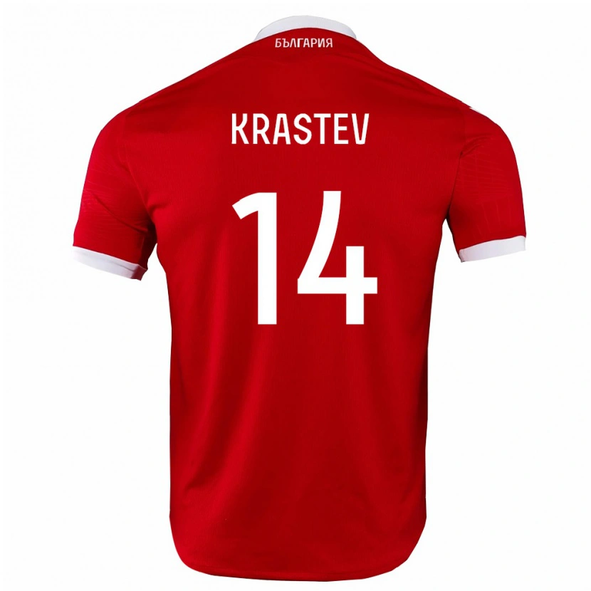 Danxen Hombre Camiseta Bulgaria Filip Krastev #14 Rojo Blanco 2ª Equipación 26-28 La Camisa México