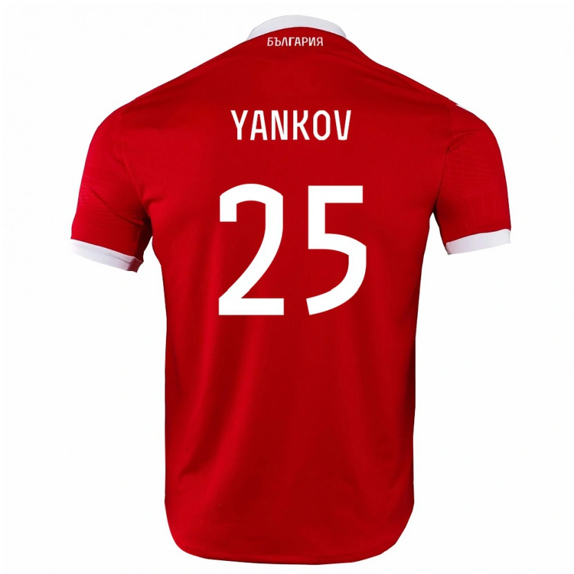 Danxen Hombre Camiseta Bulgaria Dominik Yankov #25 Rojo Blanco 2ª Equipación 26-28 La Camisa México